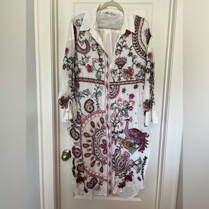 Zara Embroidered Shirt Dress Size XL